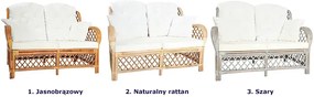 Jasnobrązowa 2-osobowa sofa rattanowa z lnianą tapicerką H3-A65