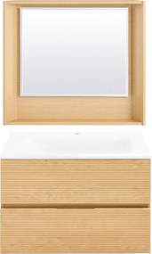 SoBuy Wisząca Szafka Łazienkowa z Umywalką, Lustrem i Półką Biała