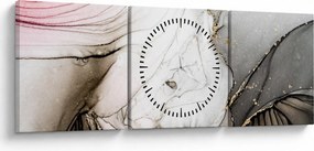 Obraz - Atrament marmurkowy (z zegarem) (90x30 cm)