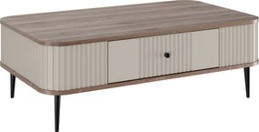 Stolik kawowy Vesper 103x60 cm z szufladą - kaszmir / orzech / czarne nogi