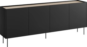 Komoda Desin 220 cm czterodrzwiowa - czarny mat / dąb nagano