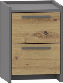Wąska szafka nocna z szufladami dąb artisan + antracyt K6-D60