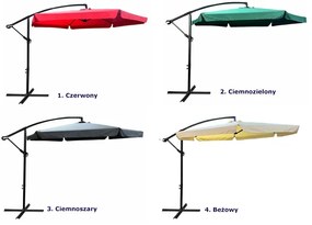 Czerwony parasol ogrodowy na wysięgniku - Tulior