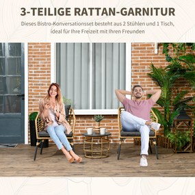 Outsunny Zestaw Bistro 3cz Odporny na Warunki Atmosferyczne Stolik Krzesła Piaskowy Ciemnoszary | Aosom PL