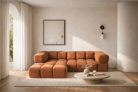 Narożnik w kształcie L Averro, tkanina Bluvel, Cynamonowy, Lewy