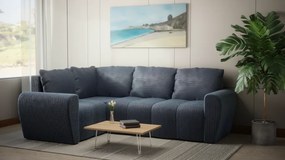Komfortowa sofa narożna BUENO II z funkcją spania, tapicerowana w niebieskim kolorze, schowek pod siedziskiem