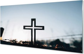 Szklany Panel Drewniany Krzyż