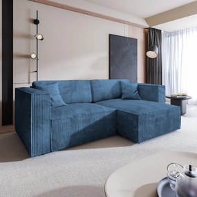 Masseno Narożnik NERIO z funkcją spania i pojemnikiem na pościel Narozniki L, Rozkładana sofa - Niebieski, POSO 05