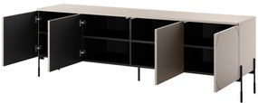 Szafka RTV czterodrzwiowa Sonatia na metalowych nogach 200 cm - kaszmir