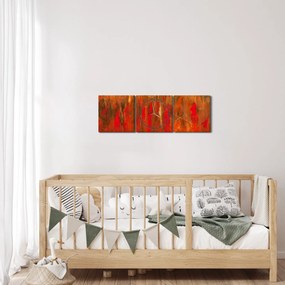 Obraz malowanej abstrakcji (z zegarem) (90x30 cm)