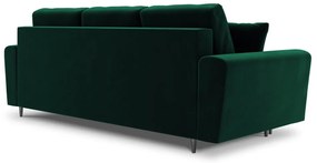 Zielona aksamitna rozkładana/ze schowkiem sofa 235 cm Kyoto – Cosmopolitan Design