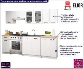 Biały zestaw mebli kuchennych z witryną 240 cm - Vivienne