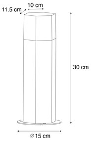 Zewnetrzna Lampa podłogowa zewnętrzna czarna z kloszem dymionym sześciokątnym 30 cm - Dania Nowoczesny Oswietlenie zewnetrzne