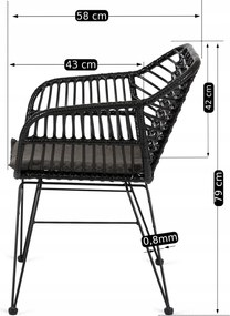 Krzesło Ogrodowe Rattanowe MUSA Czarne