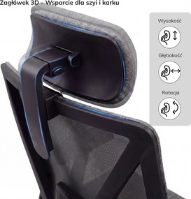 Fotel biurowy ergonomiczny ciemnoszary VECTOR