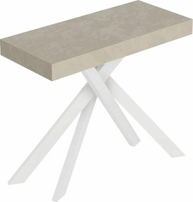 Saki Mały rozkładany stolik konsolowy z kaszmiru 90x40/196 cm z białymi nogami