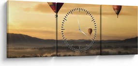 Obraz - latające balony (z zegarem) (90x30 cm)