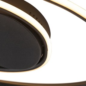 Designerska lampa sufitowa czarna z wbudowaną diodą LED o 3 stopniach ściemniania - Rowan