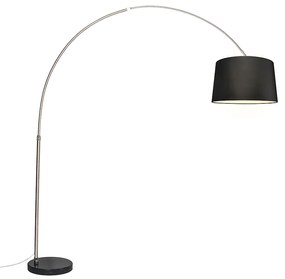 Lampa łukowa stalowy klosz z tkaniny czarny 45 cm - XXL