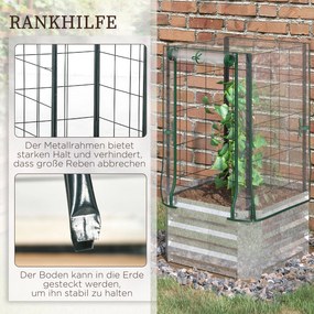 Outsunny Hochbeet, szklarnia, zestaw 3-częściowy, z kratką wspornikową, pokryciem z tworzywa sztucznego, 53 x 53 x 90 cm