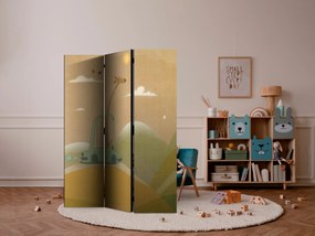 Parawan jednostronny Dla dzieci 135x172 cm 3-częściowy żółty ARTGEIST B