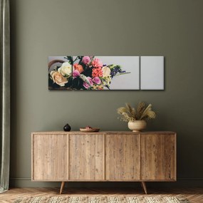 Obraz kosza z kwiatami (170x50 cm)
