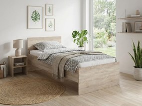 Łóżko ELISA 90 x 200 cm, dąb sonoma Stelaż: Ze stelażem listwowym rolowanym, Materac: Materac Deluxe 10 cm