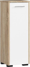Szafka łazienkowa AKORD FIN Dąb Sonoma 30 cm 1 drzwi kolor Biały mat 2 półki 30x30x82 cm