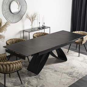 Stół Rozkładany Prostokątny LUIGI 160-240 cm Ceramiczny Czarny Marmur do Jadalni Nowoczesny Loft
