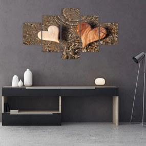 Obraz - Drewniane serca (125x70 cm)