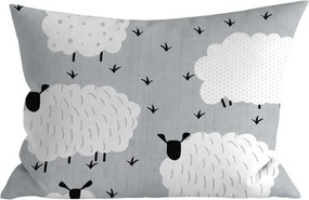 Polibawełniana poszewka na poduszkę WHITE SHEEPS 50x70 cm, szara
