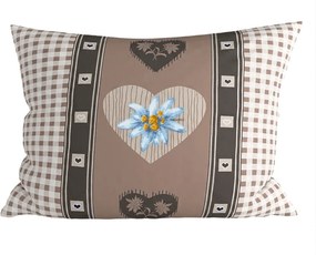 Polibawełniana poszewka na poduszkę HEART RETRO POLY 70x90 cm, brązowa