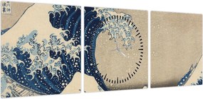 Obraz - Katsushika Hokusai, Under the Wave off Kanagawa, reprodukcje (z zegarem) (90x30 cm)
