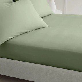 Zielone prześcieradło z perkalu bawełnianego z gumką 150x200 cm Cotton Percale – Bianca