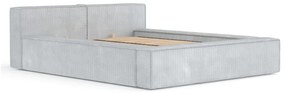 Jasnoszare tapicerowane łóżko dwuosobowe ze schowkiem i stelażem 180x200 cm Voliera – Maison de Rêve