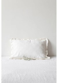 Biała lniana poszewka na poduszkę z falbanką Linen Tales, 50x60 cm