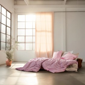 Różowa pościel jednoosobowa z perkalu bawełnianego 140x200 cm Daisy – JUNA
