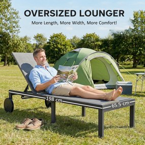 Outsunny Leżak Oddychający z 6-stopniową Regulacją Oparcia, Kółkami, Aluminiową Ramą | Aosom PL