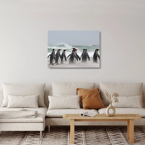 Obraz na szkle pingwinów nad oceanem (70x50 cm)