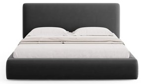 Ciemnoszare tapicerowane łóżko dwuosobowe ze schowkiem i stelażem 140x200 cm Colonel – Cosmopolitan Design