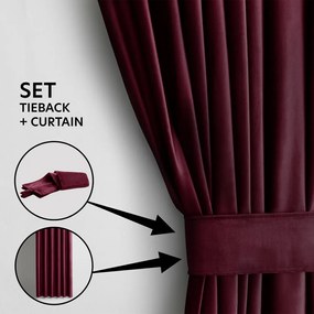 Bordowa aksamitna zasłona częściowo zaciemniająca (dimout) 140x245 cm Eyelets – Restilo
