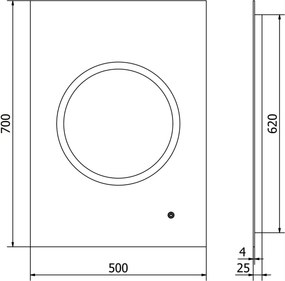 Mexen Koga lustro łazienkowe podświetlane 50 x 70 cm, LED 6000K, antypara - 9821-050-070-611-00