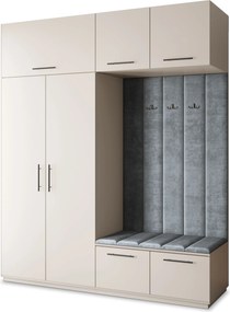 Masseno Garderoba REMA 200/240/60 cm Nowoczesna Szafa do Przedpokoju Kaszmir, MONOLITH 85 (Szary)