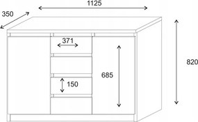 Komoda ASTORRE 113 cm do Salonu Sypialni Biały