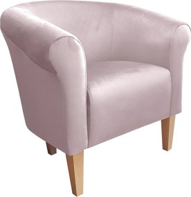 Fotel Milo tkanina Welur wygodny fotel tapicerowany do salonu i sypialni : Kolor nogi - Drewno, Kolor tkaniny - VELVET - MG55, Wysokość nogi - 20 cm