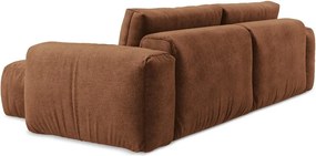 Rozkładany narożnik z tkaniny szenilowej (prawostronny/z szezlongiem) w kolorze terakoty Kuki – Makamii