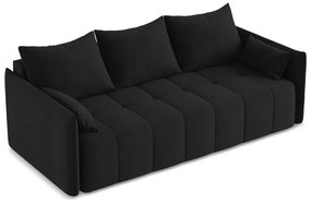 Czarna rozkładana/ze schowkiem sofa 225 cm Moku – Makamii