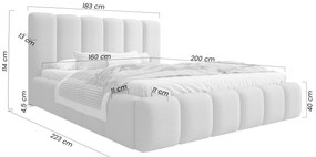 Łóżko tapicerowane Aura 160x200 z pojemnikiem - beżowa bukla Quelle 05