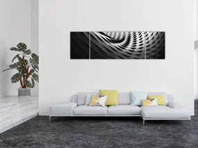 Abstrakcyjny obraz - czarno - biała spirala (170x50 cm)