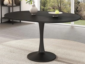 Stół jadalniany owalny rozsuwany - 100/140 x 100 x 75 cm - MDF - Czarny